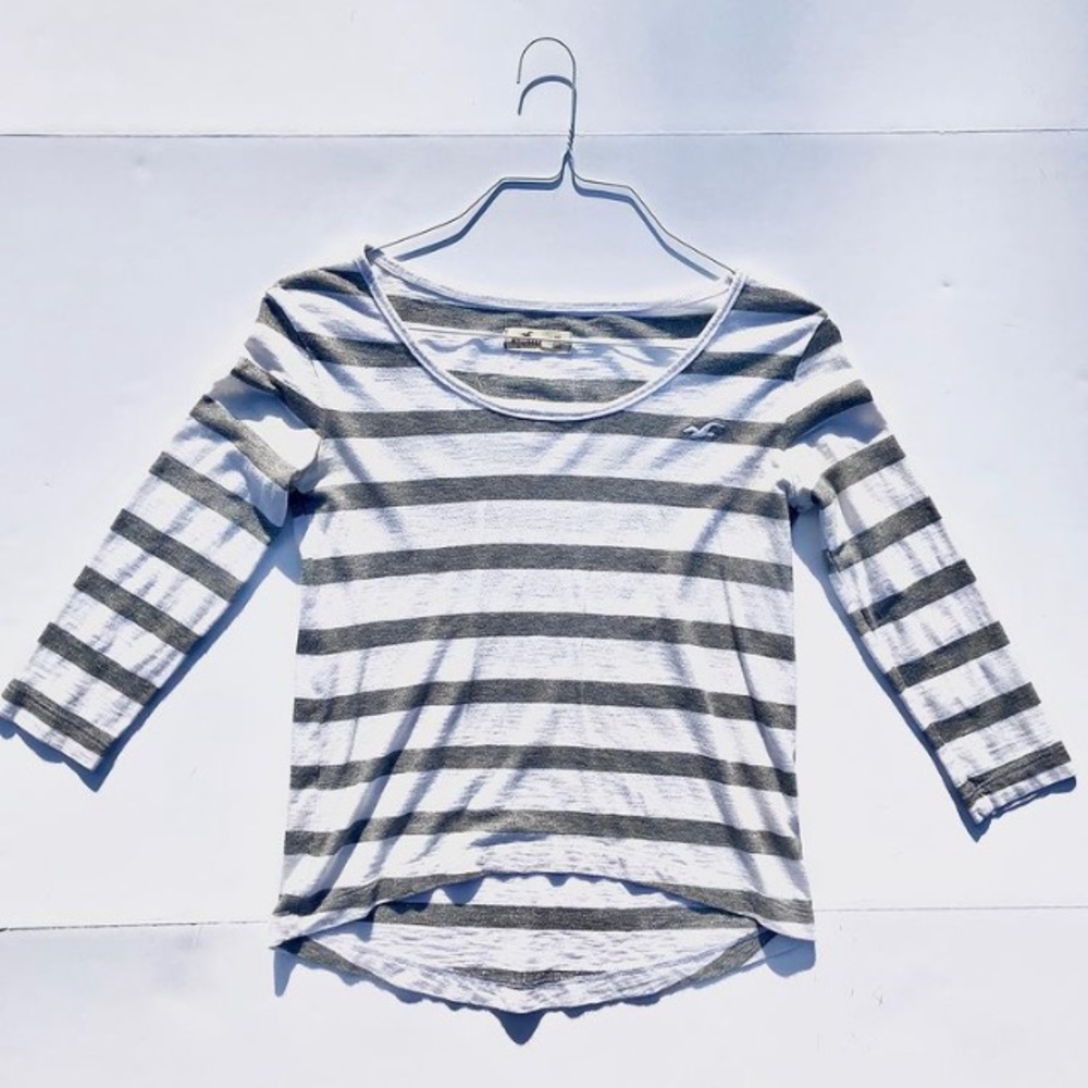 Hollister Striped 3/4 Sleeve Tee, XS